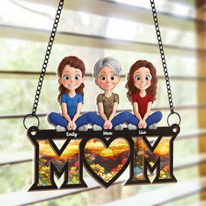 Family Personalized Window Hanging Suncatcher Ornament - Mother's Day, Gift For Mom, Grandma