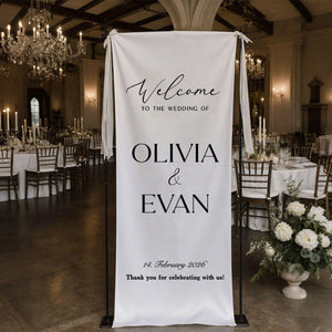 Custom Wedding Welcome Sign | Personalized Fabric Banner for Ceremony or Reception Entrance | Engagement Party Sign