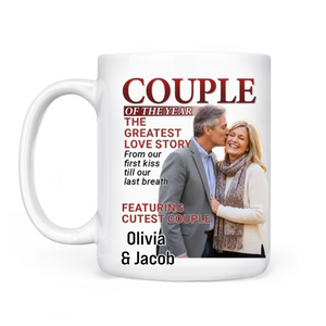 Personalized Photo Magazine Couple Mug Gifts For Husband And Wife, Him And Her - Love Grows Louder With You