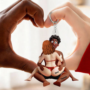 Naughty Hugging Couple Keychain - Personalized Gifts For Couples