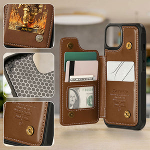 Firefighter Leather Wallet Phone Case, Personalized Flip Wallet Phone Case