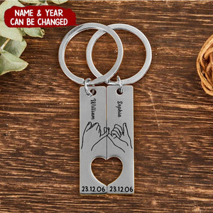 Couple Keychain Set Heart, Personalised Matching Couple Keyring