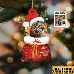 Personalized Pet Photo Santa Sack Christmas Ornament