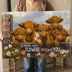 We'd Pick You Highland Cow Custom Canvas