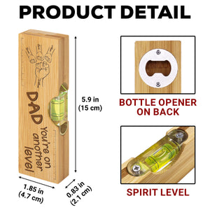 Dad Fist Bump - Personalized Custom Engraved Wooden Spirit Level Bottle Opener Gift For Father's Day