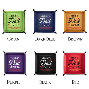 Personalized Best Dad Ever Leather Catchall Snap Tray Gift For Father Grandpa
