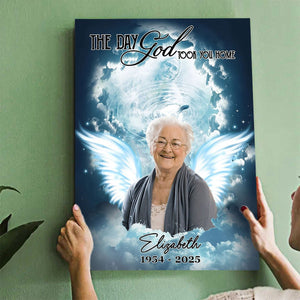 Custom Photo The Day God Took You Home - Personalized Memorial Canvas