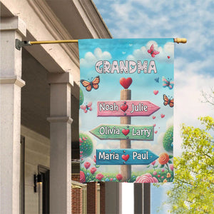 Grandma Butterfly Garden Signpost Personalized Flag