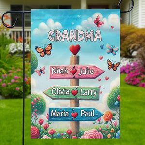 Grandma Butterfly Garden Signpost Personalized Flag