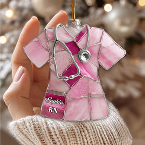 Sea Glass Nurse Scrub - Personalized Nurse Ornament