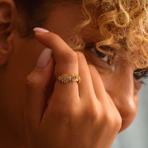 Personalized Combined Birth Flower Ring Family Jewelry Gift