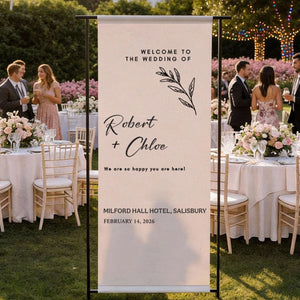 Custom Fabric Wedding Welcome Sign • Modern Wedding Banner • Personalized Wedding Decor