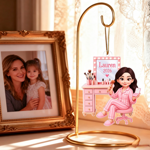 Personalized "Pink Girl Makeup" Acrylic Ornament โ Christmas Gift For Daughters & Granddaughters
