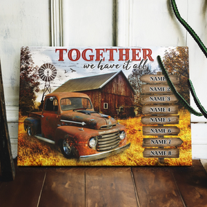 Together We Have It All Rustic Farmhouse Style Personalized Custom Clipart & Text Canvas/Poster