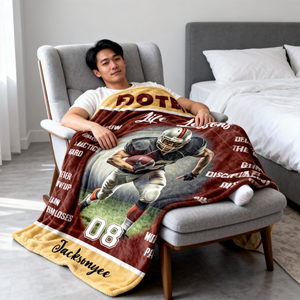 Personalized Football Life Lessons Blanket – Gift for American Football Player, Custom Photo Sport Blanket