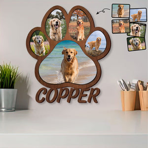 Custom Name Photo Personalized Paw Shape Picture Frame Gift For Dog Lover