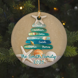 Sea Glass Family Tree - Personalized Ceramic Ornament