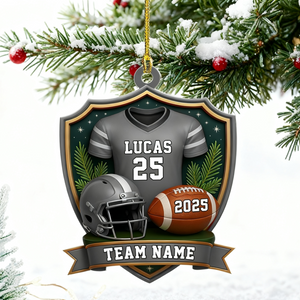 Personalized American Football Shoulder Pads and Helmet Ornament