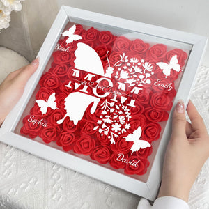 Mom Butterfly Mother's Day Gift - Personalized Flower Shadow Box With LED Light