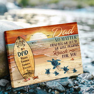 Dad No Matter How Big We Get Canvas Art – Father’s Day Personalized Sea Turtles Name