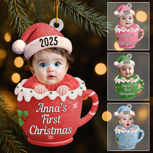 Baby's First Christmas Cup - Personalized Custom Photo Acrylic Ornament