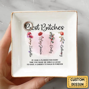 Friends Are Petals On The Flower Of Happiness - Bestie Personalized Jewelry Dish