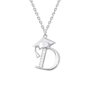 Dainty Graduation Cap Zircon Initial Necklace Gift for Her/Girlfriend/Daughter