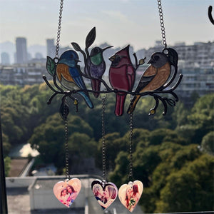 Personalized Family Photo Birds Colorful Window Pendant