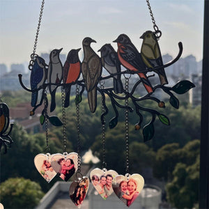 Personalized Family Photo Birds Colorful Window Pendant