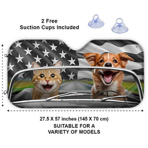Personalized Dog & Cat Auto Windshield Sunshade, Car Window Protector - Gift For Pet Lovers