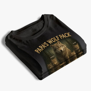 Papa’s Wolf Pack - Family Personalized Pure Cotton T-Shirt Father's Day Gift For Dad, Grandpa