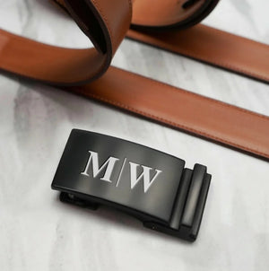 Love Built To Last - Couple Personalized Leather Belt With Engraved Buckle