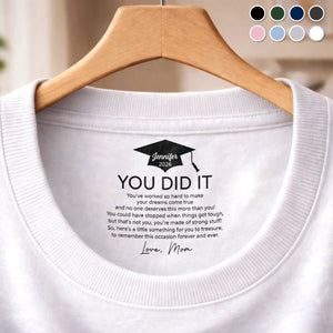 Custom Inside Neck Print T-Shirt - Personalized Graduation Gifts For Him, Her - The Adventure Begins
