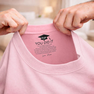 Custom Inside Neck Print T-Shirt - Personalized Graduation Gifts For Him, Her - The Adventure Begins