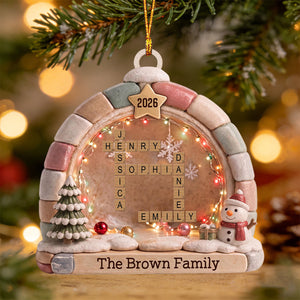 "Our Family" โ Personalized Crossword Puzzle Art Ornament | Gift For Family Lovers