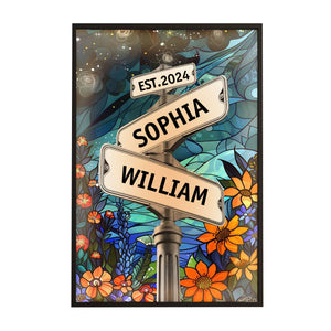 Custom Names Couple Street Sign Personalized Canvas/Poster