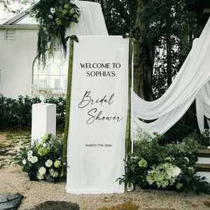 Personalized Wedding Welcome Sign โ Custom Fabric Banner for Weddings, Bridal Showers & Special Events