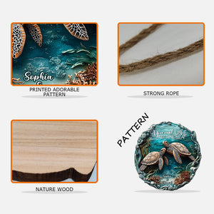 You And Me And The Sea - Personalized Turtle Custom Wood Sign