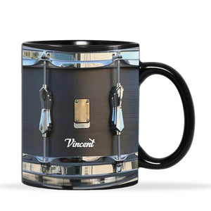 Personazlied black vintage drum cups fun drumming gifts, drummer gifts, drumming coffee cups