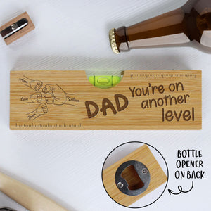 Dad Fist Bump - Personalized Custom Engraved Wooden Spirit Level Bottle Opener Gift For Father's Day