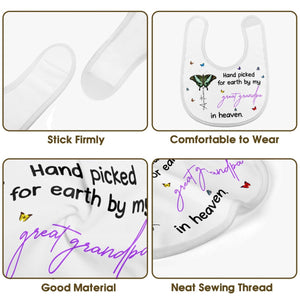 Hand Picked for Earth By My Great Grandpa in Heaven-Personalized Baby Bib Memorial Gift for Family