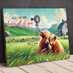 Personalized Highland Cow Couple Canvas/Poster