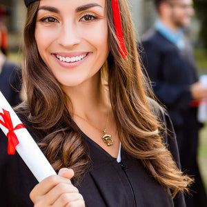 Engraved Name Personalized Bachelor Hat Graduation Initial Necklace