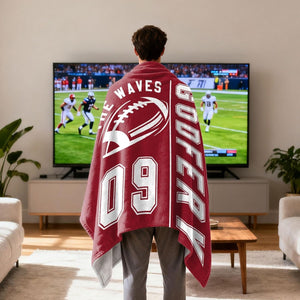Personalized Football Blanket with Name Jersey Number,Gifts for Football Lovers