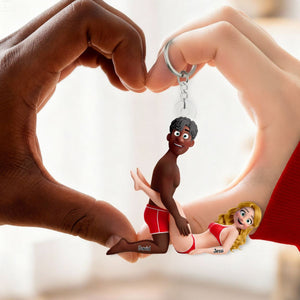 Playful Cute Couple Keychain - Personalized Gift For Couples