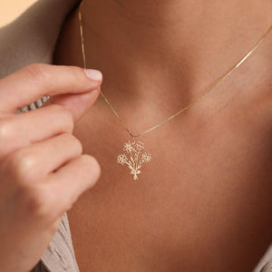 Family Birth flower Necklace, Multiple Birth Flower Bouquet Necklace, Personalized Mother's Day Gifts