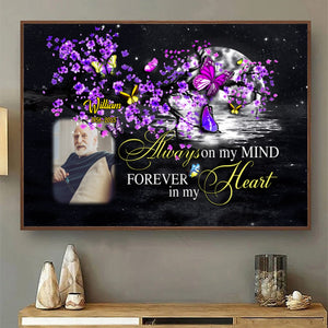 Personalized Memorial Landscape Canvas Poster - Always On My Mind Butterfly Memorial Gift
