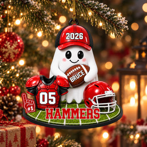 Personalized Football Ghost Christmas Ornament 2026 โ Custom Name & Team Keepsake | Gift For Football Players & Fans