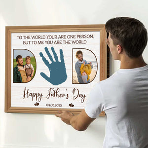 Personalized Father’s Day Handprint Canvas Poster,Custom Dad Photo Canvas