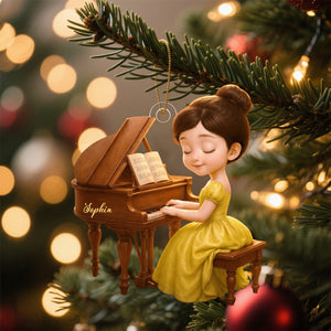 Piano Girl Personalized Christmas Ornament,Gift for Piano Lovers